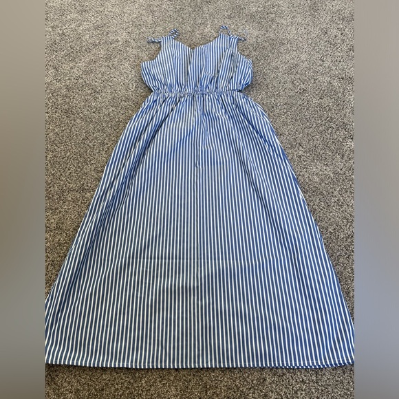 Vera Moda Blue/White Stripes Sleeveless Side cut Cotton/Poly Blend Dress M - Picture 8 of 8